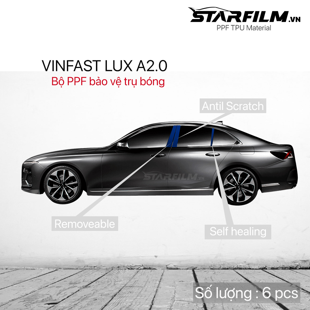 Vinfast lux A 2022 PPF TPU trụ bóng chống xước tự hồi phục STARFILM